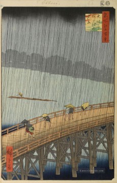 plötzliche Dusche über der shin ohashi Brücke bei atake von hundert Ausblicken auf edo Utagawa Hiroshige Ukiyoe Ölgemälde